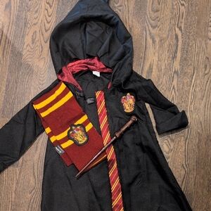 Warner Bros. Black Wizard Costume with Red and Yellow Scarf